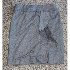 Talbots 14 Wool Blend Black Gray Skirt Front Ruffle Great for Winter Career